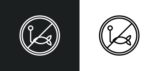 Poster - no fishing icon isolated in white and black colors. no fishing outline vector icon from signs collection for web, mobile apps and ui.