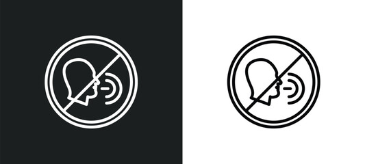 Poster - no shouting icon isolated in white and black colors. no shouting outline vector icon from signs collection for web, mobile apps and ui.