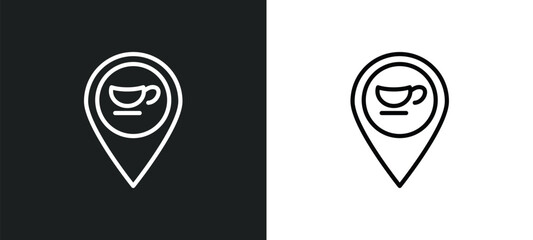 Poster - coffee shop icon isolated in white and black colors. coffee shop outline vector icon from signs collection for web, mobile apps and ui.