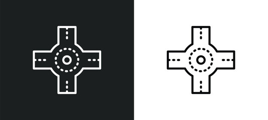 Poster - junction icon isolated in white and black colors. junction outline vector icon from signs collection for web, mobile apps and ui.