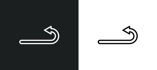 Poster - turn icon isolated in white and black colors. turn outline vector icon from signs collection for web, mobile apps and ui.