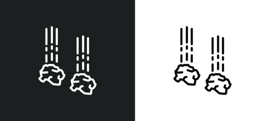 Poster - falling rocks icon isolated in white and black colors. falling rocks outline vector icon from signs collection for web, mobile apps and ui.