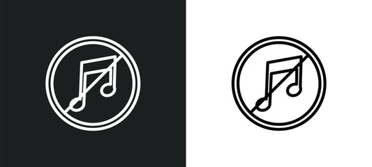 Poster - no music icon isolated in white and black colors. no music outline vector icon from signs collection for web, mobile apps and ui.
