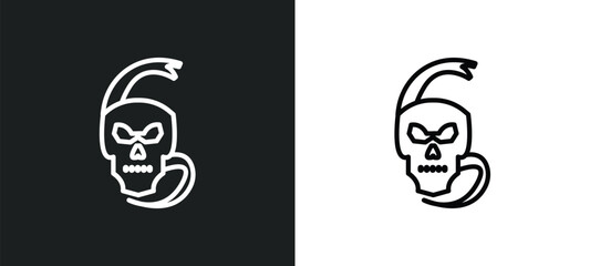 Poster - skull and snake icon isolated in white and black colors. skull and snake outline vector icon from sh