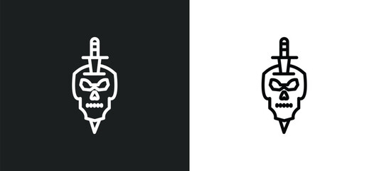 Poster - skull and dagger icon isolated in white and black colors. skull and dagger outline vector icon from 