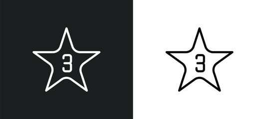 Poster - star with number three icon isolated in white and black colors. star with number three outline vector icon from shapes collection for web, mobile apps and ui.