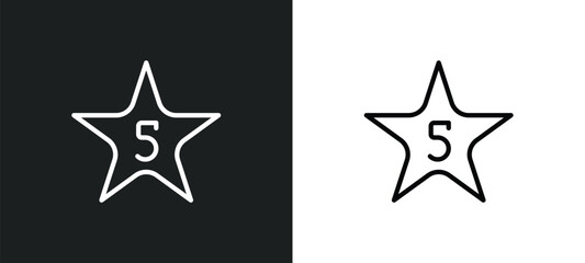 Poster - star with number five icon isolated in white and black colors. star with number five outline vector icon from shapes collection for web, mobile apps and ui.