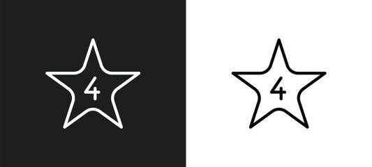 Poster - star with number four icon isolated in white and black colors. star with number four outline vector icon from shapes collection for web, mobile apps and ui.