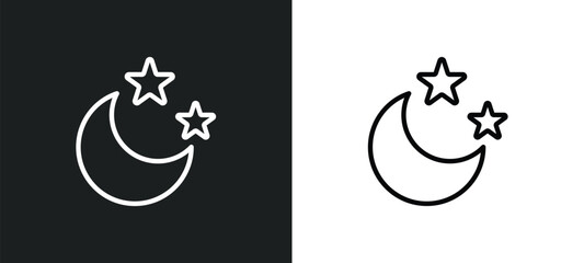 Poster - moon and stars icon isolated in white and black colors. moon and stars outline vector icon from shapes collection for web, mobile apps ui.