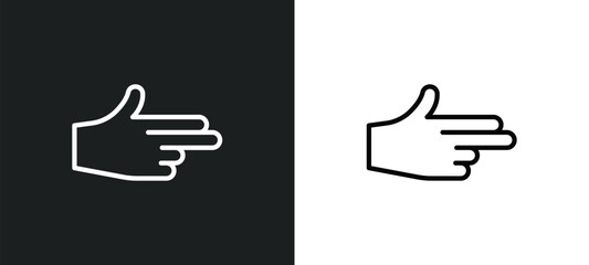 Poster - finger gun icon isolated in white and black colors. finger gun outline vector icon from shapes collection for web, mobile apps and ui.