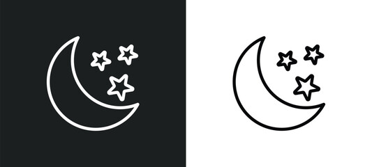 Poster - half moon and star icon isolated in white and black colors. half moon and star outline vector icon from shapes collection for web, mobile apps ui.