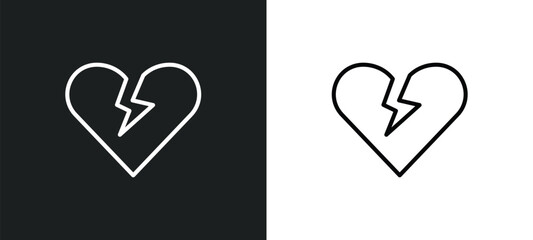 Poster - heartbreak icon isolated in white and black colors. heartbreak outline vector icon from shapes colle