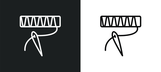 Poster - stitches icon isolated in white and black colors. stitches outline vector icon from sew collection for web, mobile apps and ui.
