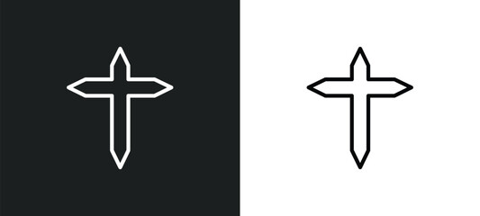 Poster - cross icon isolated in white and black colors. cross outline vector icon from religion collection for web, mobile apps and ui.