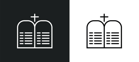 Poster - commandments icon isolated in white and black colors. commandments outline vector icon from religion collection for web, mobile apps and ui.