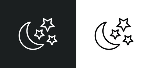 Poster - star and crescent moon icon isolated in white and black colors. star and crescent moon outline vector icon from religion collection for web, mobile apps ui.