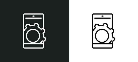 Poster - mobile app icon isolated in white and black colors. mobile app outline vector icon from seo collecti
