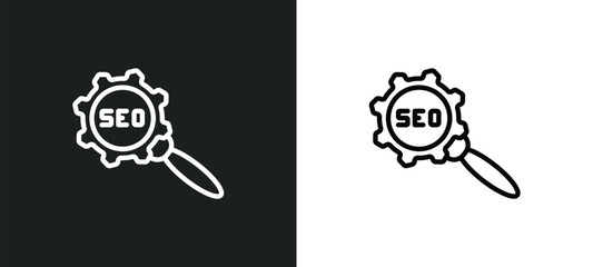 Poster - seo configuration icon isolated in white and black colors. seo configuration outline vector icon from programming collection for web, mobile apps and ui.