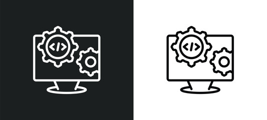 Poster - engineering icon isolated in white and black colors. engineering outline vector icon from programming collection for web, mobile apps and ui.