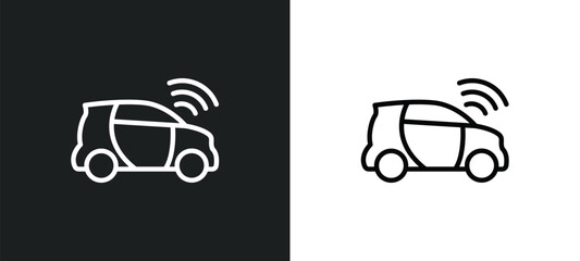 Poster - smart car icon isolated in white and black colors. smart car outline vector icon from programming collection for web, mobile apps and ui.