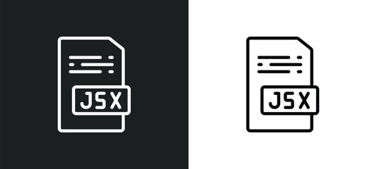 Poster - jsx icon isolated in white and black colors. jsx outline vector icon from programming collection for web, mobile apps and ui.