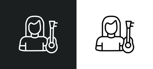 Poster - guitar player icon isolated in white and black colors. guitar player outline vector icon from professions & jobs collection for web, mobile apps and ui.