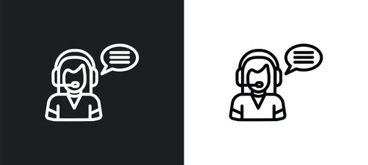 Poster - telemarketer icon isolated in white and black colors. telemarketer outline vector icon from professions collection for web, mobile apps and ui.