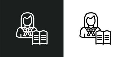 Poster - teacher icon isolated in white and black colors. teacher outline vector icon from professions collection for web, mobile apps and ui.