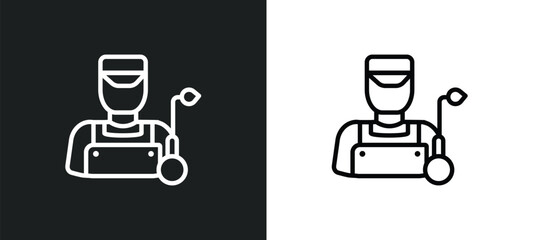 Wall Mural - welder icon isolated in white and black colors. welder outline vector icon from professions collection for web, mobile apps and ui.