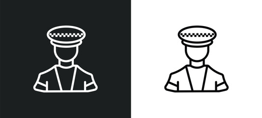 Poster - taxi driver icon isolated in white and black colors. taxi driver outline vector icon from profession