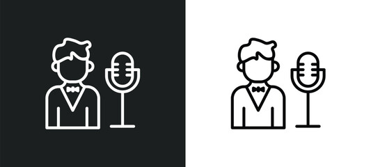 Poster - showman icon isolated in white and black colors. showman outline vector icon from professions collec