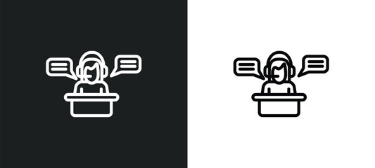 Poster - secretary icon isolated in white and black colors. secretary outline vector icon from professions collection for web, mobile apps and ui.