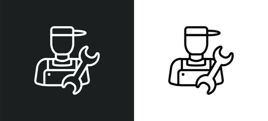 Poster - plumber icon isolated in white and black colors. plumber outline vector icon from professions collection for web, mobile apps and ui.