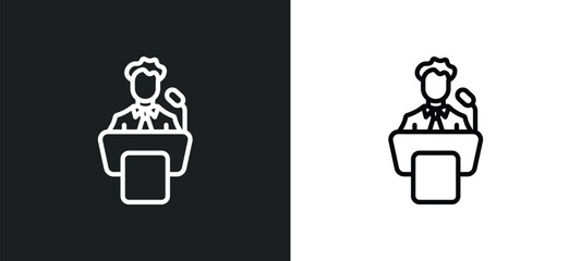 Poster - politician icon isolated in white and black colors. politician outline vector icon from professions 