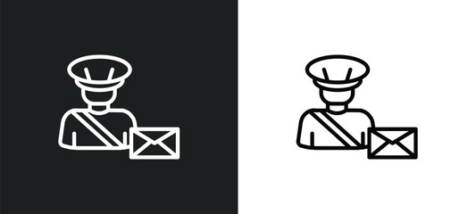 Poster - postman icon isolated in white and black colors. postman outline vector icon from professions collection for web, mobile apps and ui.