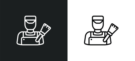 Poster - painter icon isolated in white and black colors. painter outline vector icon from professions collection for web, mobile apps and ui.