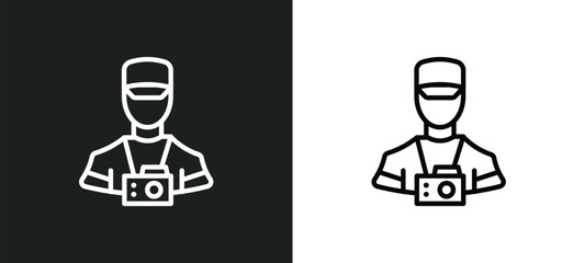 Poster - photographer icon isolated in white and black colors. photographer outline vector icon from professions collection for web, mobile apps and ui.