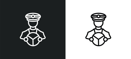 Poster - driver icon isolated in white and black colors. driver outline vector icon from professions collecti