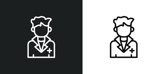 Poster - doctor icon isolated in white and black colors. doctor outline vector icon from professions collection for web, mobile apps and ui.