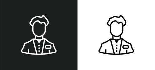 Poster - clerk icon isolated in white and black colors. clerk outline vector icon from professions collection for web, mobile apps and ui.
