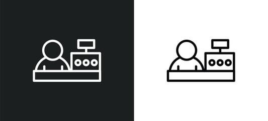 Poster - cashier icon isolated in white and black colors. cashier outline vector icon from professions collection for web, mobile apps and ui.