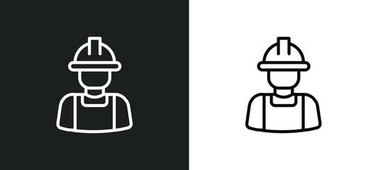 Poster - builder icon isolated in white and black colors. builder outline vector icon from professions collection for web, mobile apps and ui.