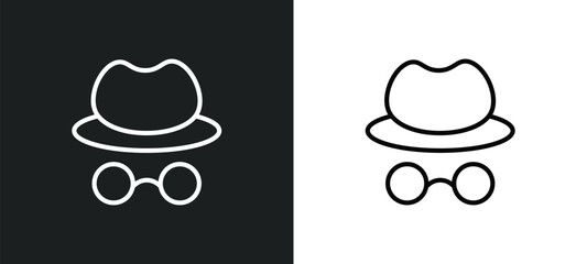 Poster - hat and glasses icon isolated in white and black colors. hat and glasses outline vector icon from people collection for web, mobile apps ui.