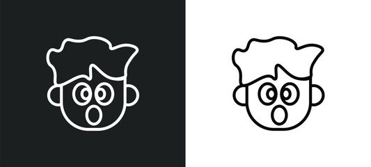 Poster - surprised smile icon isolated in white and black colors. surprised smile outline vector icon from people collection for web, mobile apps and ui.