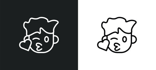 Poster - kiss smile icon isolated in white and black colors. kiss smile outline vector icon from people collection for web, mobile apps and ui.