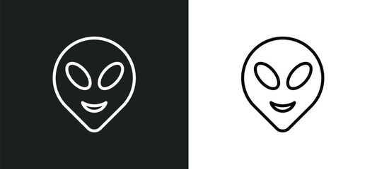 alien smile icon isolated in white and black colors. alien smile outline vector icon from people collection for web, mobile apps and ui.