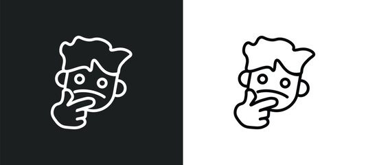 Poster - thinking smile icon isolated in white and black colors. thinking smile outline vector icon from people collection for web, mobile apps and ui.