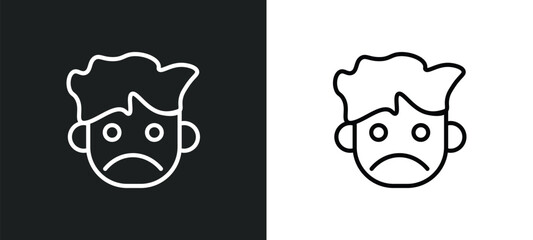 Poster - sad smile icon isolated in white and black colors. sad smile outline vector icon from people collection for web, mobile apps and ui.