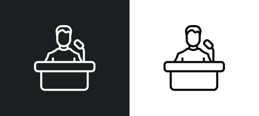 Poster - leader speech icon isolated in white and black colors. leader speech outline vector icon from people collection for web, mobile apps and ui.