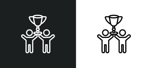 Poster - succes team icon isolated in white and black colors. succes team outline vector icon from people collection for web, mobile apps and ui.